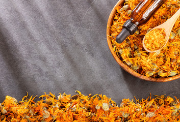 Calendula essential oil bottle - Calendula officinalis