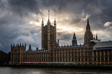 Fototapeta na wymiar Houses of Parliament and The Big Ben clock tower under repair and maintenance, London, England, United Kingdom