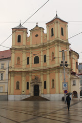 Obraz premium The Trinitarian Church or Trinity Church, full name Church of Saint John of Matha and Saint Felix of Valois, is a Baroque-style church in Bratislava`s Old Town borough