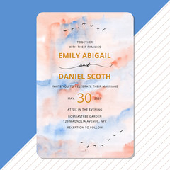 wedding invitation with abstract sky watercolor background.zip