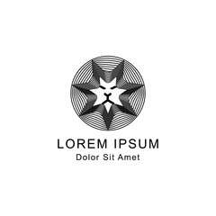 abstract face lion with star shaped logo tenplate design