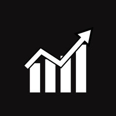 graph icon on black background. flat style. line chart icon for your web site design, logo, app, UI. trend up graph symbol. growing graph sign.