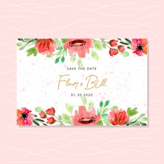 save the date card with romantic watercolor floral border