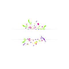 Blank banner with color confetti isolated on white background. Vector festive background. Happy birthday concept