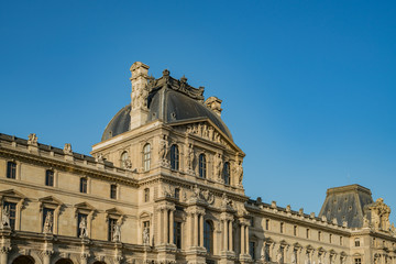 Exterior view of the famous Louvre Museum at Paris