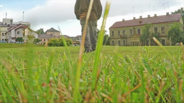 Man walking on the grass