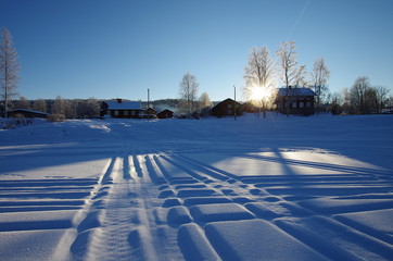 A beautiful and cold winter day in the small rural town of Björbo in Sweden.
