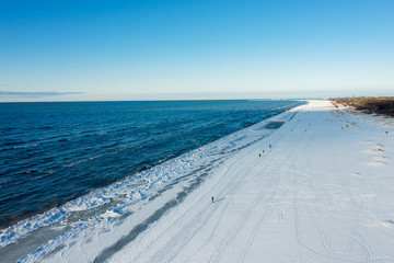Naklejka na ściany i meble Sunny winter day by Baltic sea, Liepaja, Latvia.