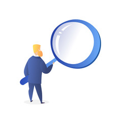 Businessman Looking Through Magnifying Glass