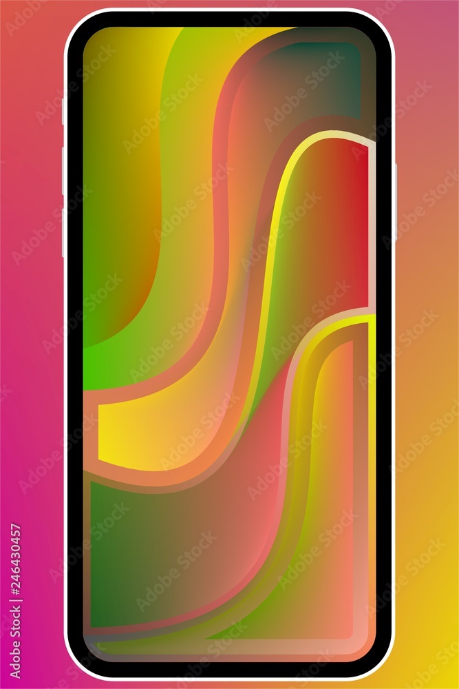 Poster Vector illustrations set design concept of mobile screen wallpaper holographic fluid bright gradient background. Liquid color covers set. Fluid shapes composition. Futuristic design. Phone mock up.