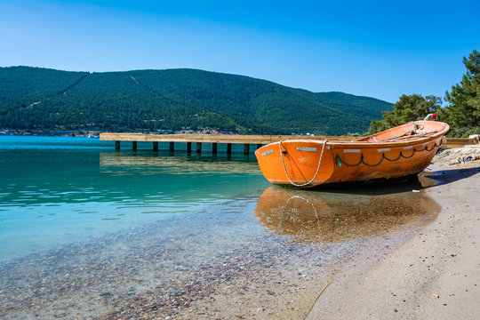 Boat on the coast. Yalikavak, Bodrum, Turkey
