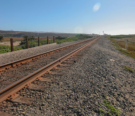 railway tracks in the field