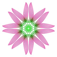 Indian Floral Mandala Pattern.Vector Henna Tattoo Style. Can Be Used For Textile, Greeting Card, Coloring Book, Phone Case Print. Gradient pink, green color