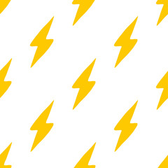 Seamless pattern with lightning bolt drawn by hand. Vector background