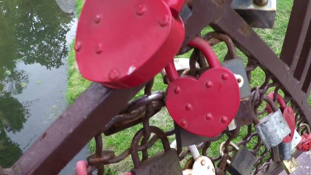 Red heart-shaped lock