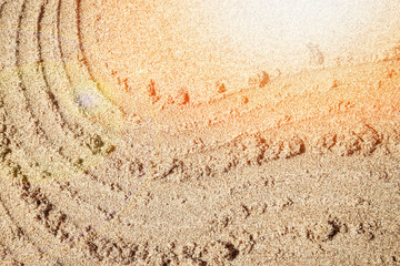 Beautiful footprints in the sand sea nature background