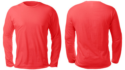 Red Long Sleeved Shirt Design Template