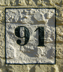 grunge font number on the wall