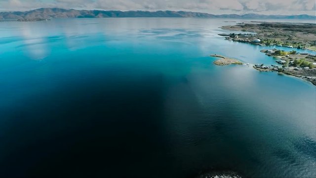 Aerial shot of Sevan lake