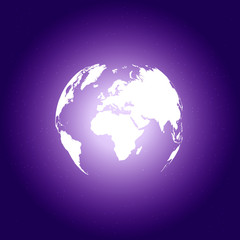 Planet Earth on bright purple background with stars. - 246436079