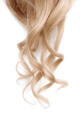 Long wavy blond hair isolated on white background