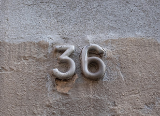 Number 36 on the wall
