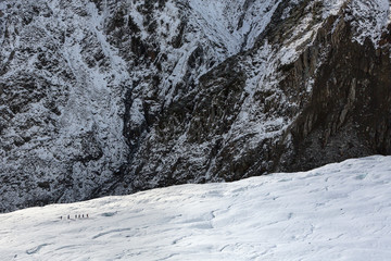 Fototapeta na wymiar Group on Franz Josef Glacier, New Zealand