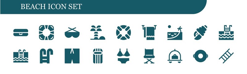  beach icon set
