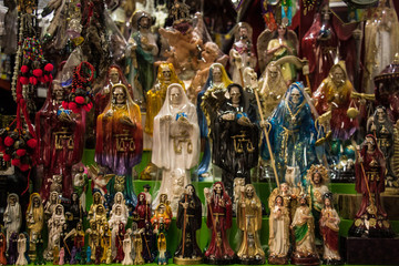 Naklejka premium altar of many holy death in traditional market of Mexico