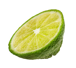 Fresh lime slices isolated on white background with clipping path