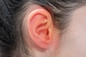 Red ear due to pain, illness and infection
