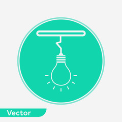 Hanging light bulb vector icon sign symbol
