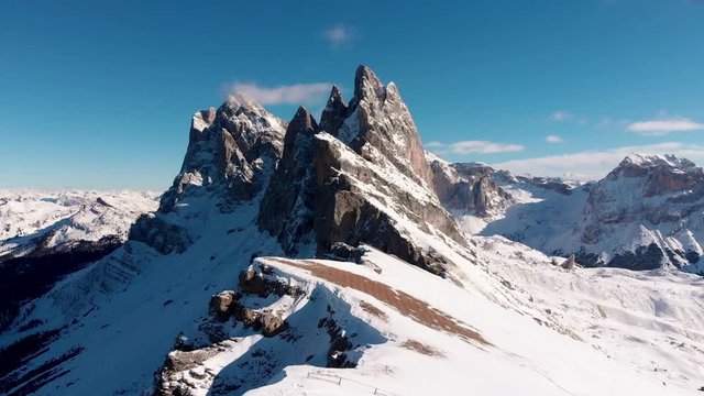 Mountains Seceda Italy snow winter 4k video UHD