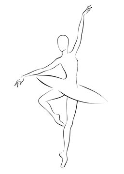 Ballerina - black and white outline drawing