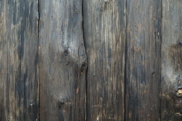 vertical aged wall of dark wood, covered with varnish and stain. Lovely texture of the tree is clearly visible-knots and fibers for the background.