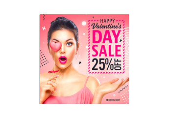 Valentine's Day Sale Social Media Post Layout