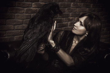 raven and woman