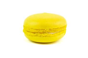 Sweet colorful macaroon isolated on white background.