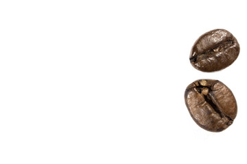 Coffee beans on white background.