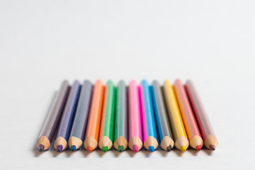 Colorful pencils on the white background, For kids drawing, Colors of pencils