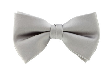 Silver Grey bow tie isolated on white background with clipping path