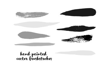 Black and White Brushstroke Vector Collection. Hand Painted Vector Ink Lines. Hipster Grunge Graffiti Buttons, Smears or Banners. Doodle Paint Frame Uneven Scribble Textured Cool Gouache Logo Element