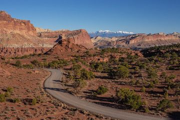 Winding road through Capitol Reef National Park, Utah