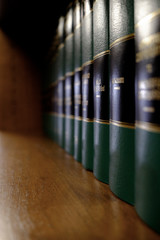 Law Books on Shelf with Labels for Legal Learning