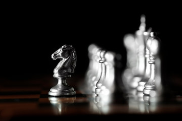 Pieces on chess board for playing game and strategy