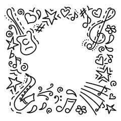 Musical background.hand drawn. Music symbols . Doodle style. Vector illustration.