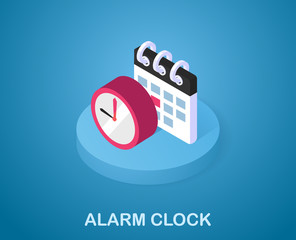 Alarm clock isometric icon. Vector illustration. 3d concept