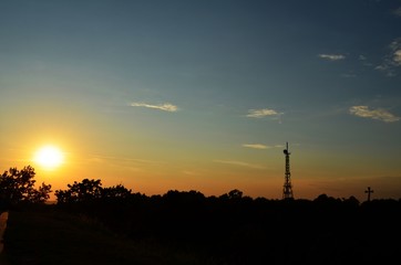 sunset/ sunrise in the park and a beautiful lake