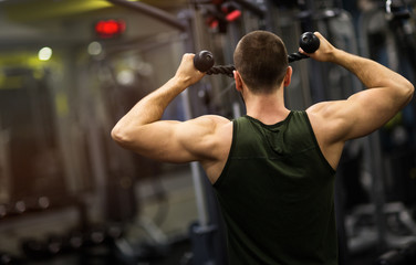 Handsome bodybuilder works out