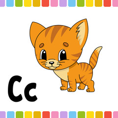 Animal alphabet. Zoo ABC. Cartoon cute animals isolated on white background. For kids education. Learning letters. Vector illustration.